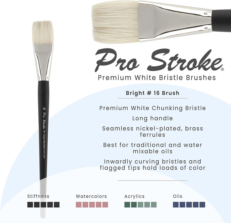 Creative Mark Pro Stroke Premium White Chungking Hog Bristle Artist Paint Brush - Bright # 16 - Natural Bristle Brush w/Great Control Suitable for Oils, Watercolors, Acrylics, Alkyds, Caseins - Image 2